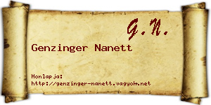 Genzinger Nanett névjegykártya